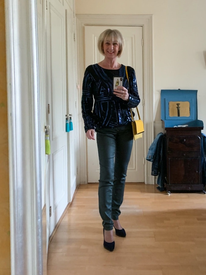 blue sequinned jumper