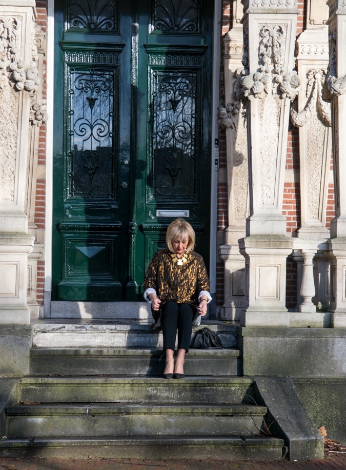 gold and black jacket