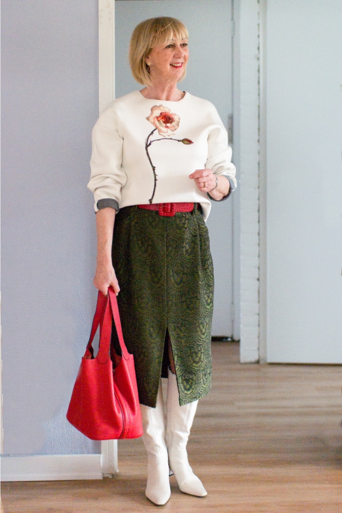 Green midi skirt