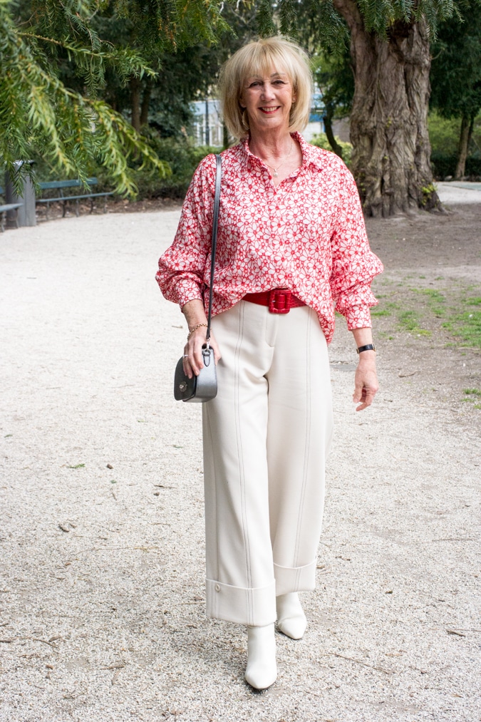 Red and cream shirt