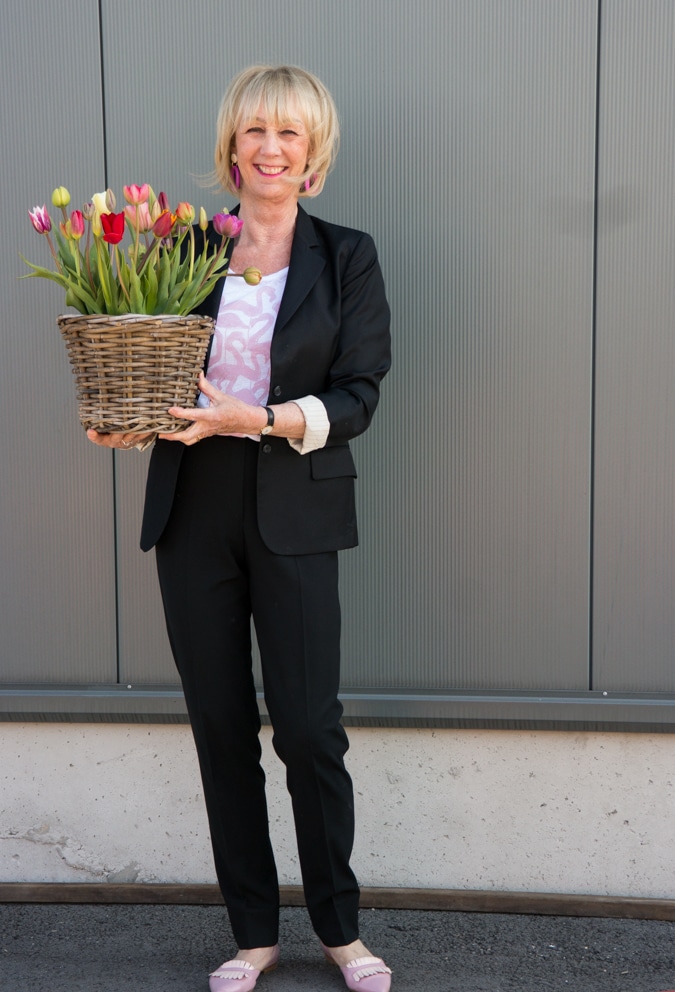 Black trouser suit