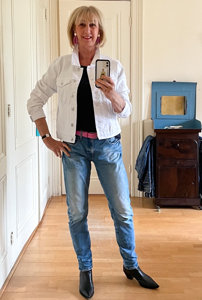 white denim jacket