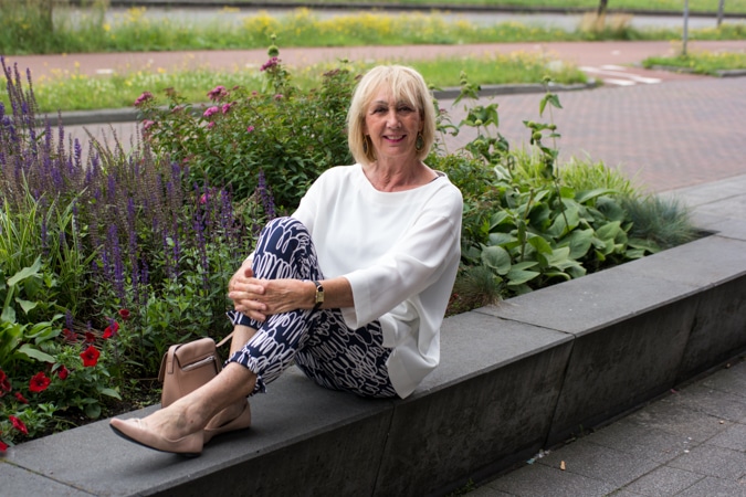 Blue patterned trousers