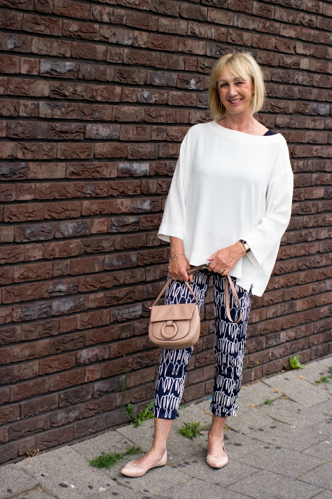 Blue patterned trousers