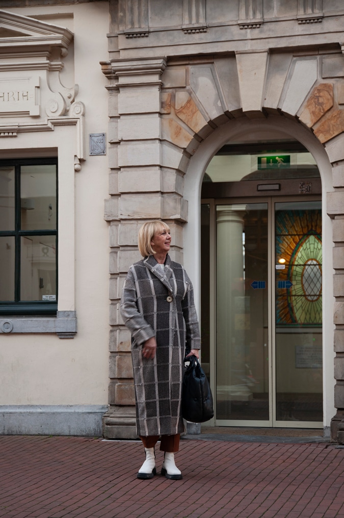 Long black and white coat