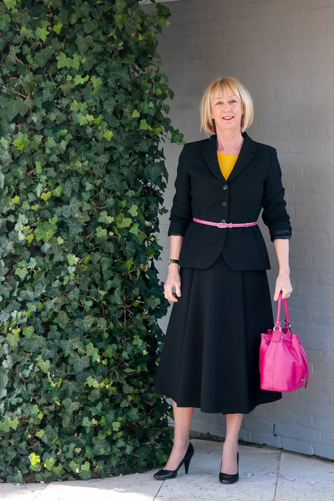 Flared black midi skirt