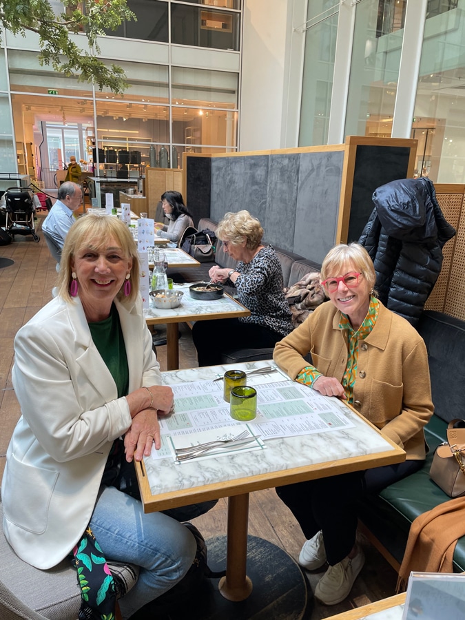 Susan and me having lunch at Le Bon Marché