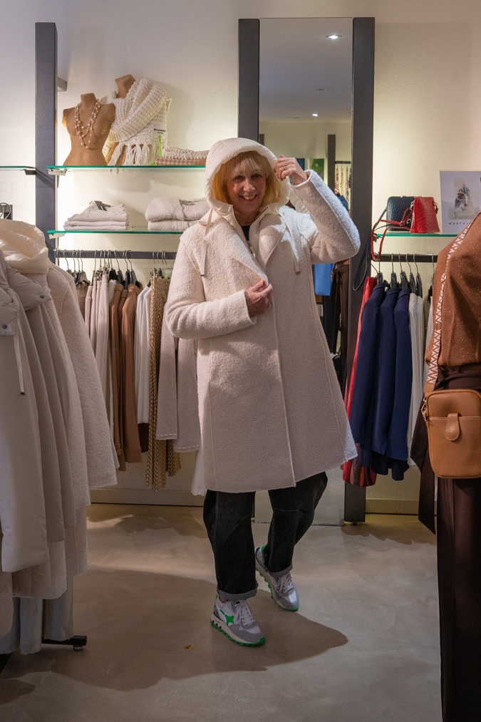 Cream coat with hood
